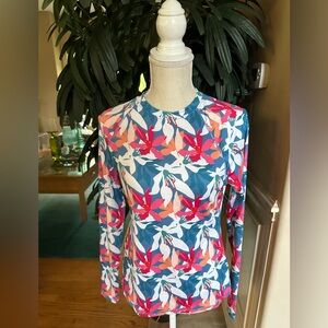 ❤️💚The American Outdoorsman Women Floral Print Rash Guard LS Swim Top Size S❤️